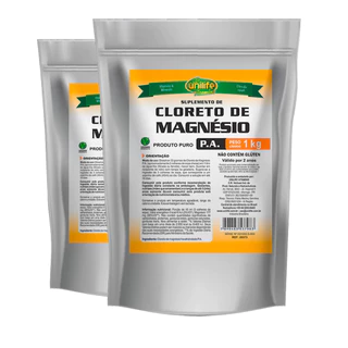 Kit 2x Cloreto de Magnésio P.A Unilife em Pó 1kg/Made in Usa