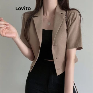 Lovito Blazer elegante com botão liso para mulheres LNE74318