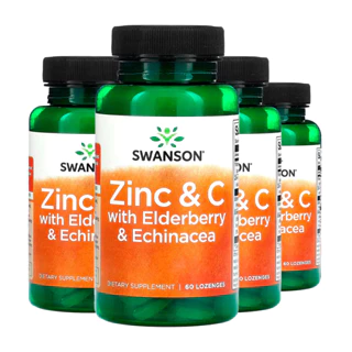 Kit 4x Zinco e Vitamina C Swanson 60 Pastilhas Importado /Made in Usa