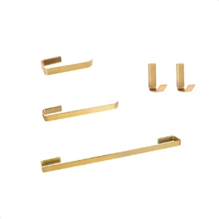 Kit 5 Peças Acessórios Para Banheiro em Vergalhão Dourado