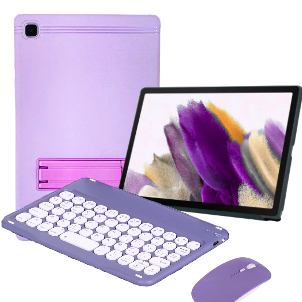 Capa Anti Impacto p/Tablet Galaxy A9 + Teclado Bluetooth c/Mouse Roxo