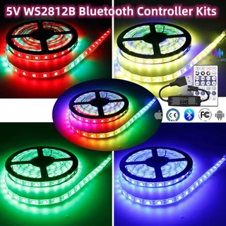 DC5V WS2812B Kits De Fita LED Individualmente Endereçável Smart RGB Impermeável E Kit Controlador De Música Bluetooth 28Keys