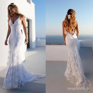 Vestido De Noiva Vestido De Noiva Vestido Longo V Vestido Longo Vestido Branco Sexy Com Suspensórios Vestido De Noiva Único Vestido ss 362 QOYR UST