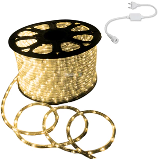 Kit Mangueira Roliça Led 20m Varias Cores A Prova D'agua Decoração Natal Jardim Redonda Com Tomada