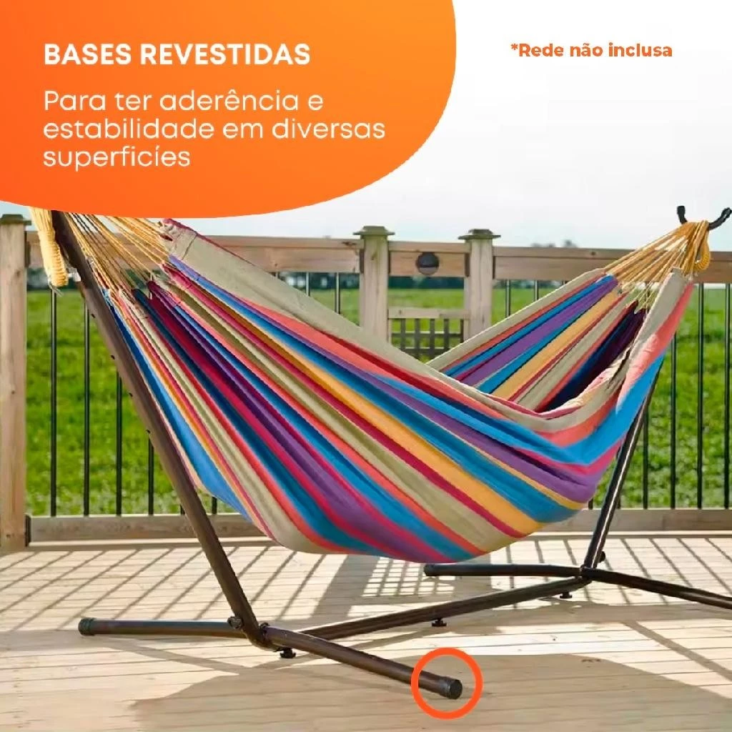 Suporte De Rede Descanso 2,70m Até 250kg Reforçado Com Ganchos