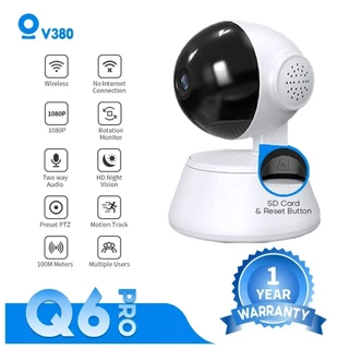 V380 Q6 1080P Câmera De Segurança Inteligente Cam 360 Graus HD Sem Fio WiFi Night Vision Alarme De CCTV Com Nuvem em Oferta na Shopee
