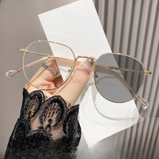 (-0 ° ~-400) Óculos De Luz anti-Azul Com Mudança De Cor Fotossensível Da Moda Para Mulheres , Miopia De Armação Grande De Rosto Nu Plana Acabados Homens