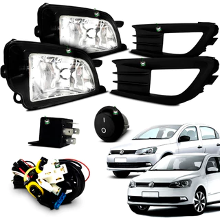 Kit Farol Auxiliar Milha Gol/Voyage G6 2013 2014 2015 2016 Moldura Preta Botao Tic Tac