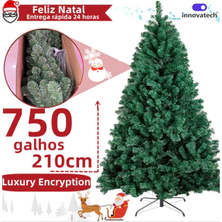 Árvore de Natal 210 cm 750 Galhos Super Cheia Grande Luxo