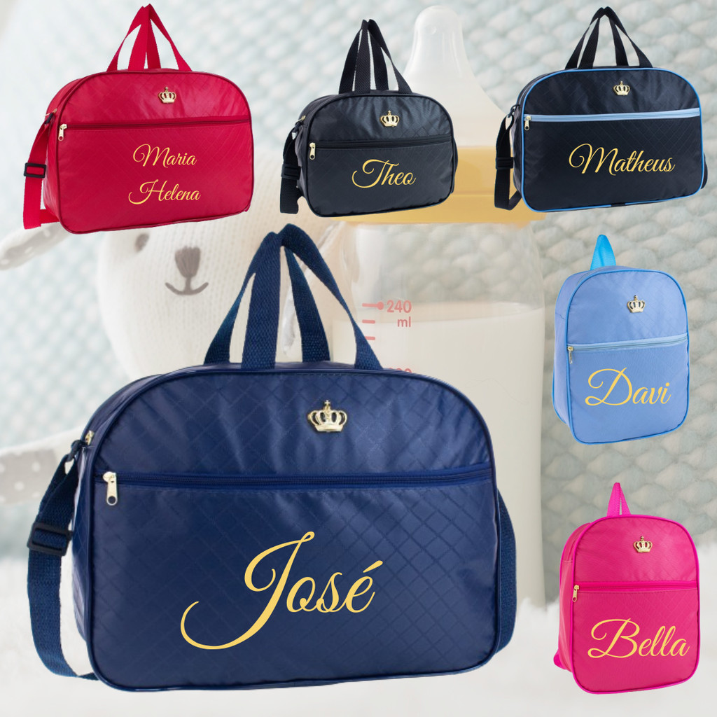 Bolsa de Bebê Com Nome Bordado Maternidade Menina e Menino Enxoval ...