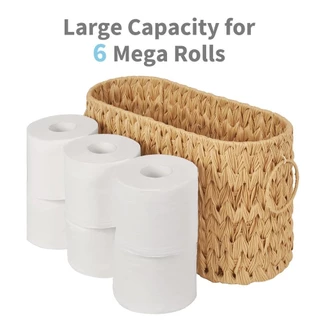 Cesta De Vime Com Tampa Elegante Armazenamento De Banheiro Suporte De Papel Higiênico Marrom Que Economiza Espaço Para O em Oferta na Shopee
