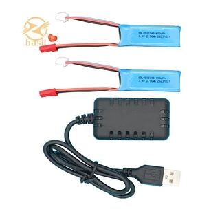 💡2pcs 7.4V 400mAh Bateria Com Cabo USB Para K969 , K989,284161,284131,284010 Peças De Atualização De Carro RC