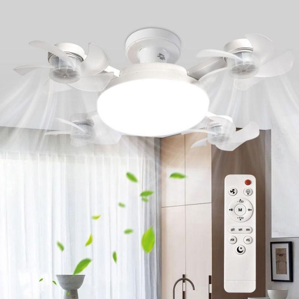 Novo - Ventilador de Teto 110V Dobrável LED 50W/60W com Controle Remoto - E27 (45x12x45/50x12x50)