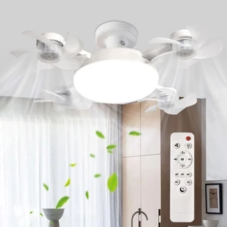Novo - Ventilador de Teto 110V Dobrável LED 50W/60W com Controle Remoto - E27 (45x12x45/50x12x50)