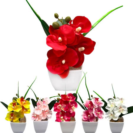 Arranjo Mini Orquidea Artificial Cetim