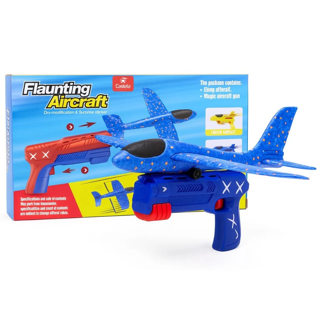 Avião Planador Com Lançador Azul - Castela