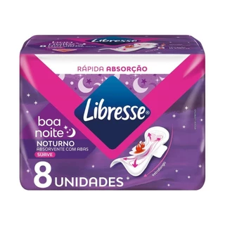 Absorvente Libresse Noturno Suave com Abas - Embalagem com 8 Unidades em Oferta na Shopee