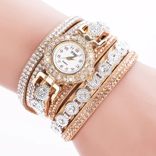 Relógio de Quartzo Ladies Watch Fashion Diamond-studded Flannel Long Strap