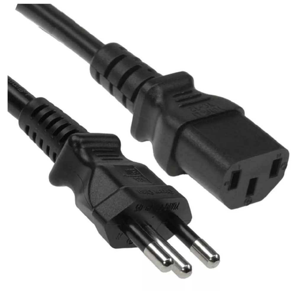 Cabo Para PC Computador Impressora Fonte Energia 3 Pinos Padrão Brasil 1,5m 3x0,75mm² 300/500v