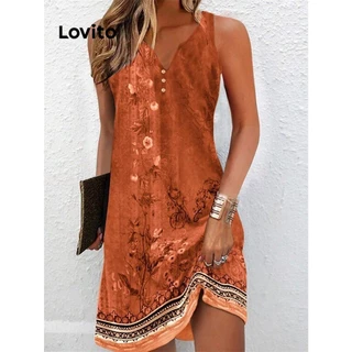 Lovito Vestido casual com estampa tribal padrão para mulheres LNL72451