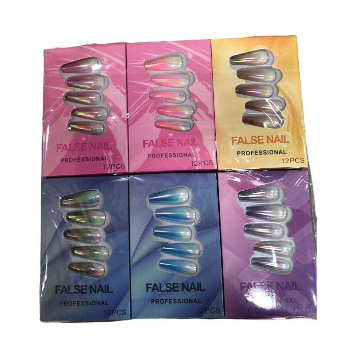 Pacote de Unhas Postiças Bailarina Metalica com 12 Unhas Postiças ...