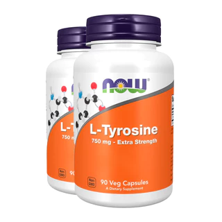 Kit 2x L-tirosina 750mg Now Foods L-Tyrosine 90 Veg Cáps Importado/Made in Usa