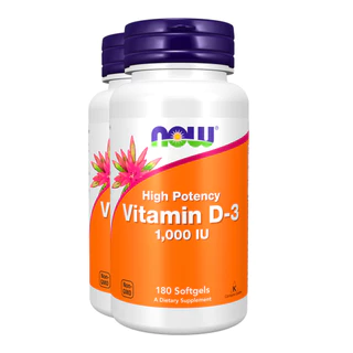 Kit 2x Vitamina D3 1000 IU Alta Potência Now Foods 180Sof Importado/Made in Usa