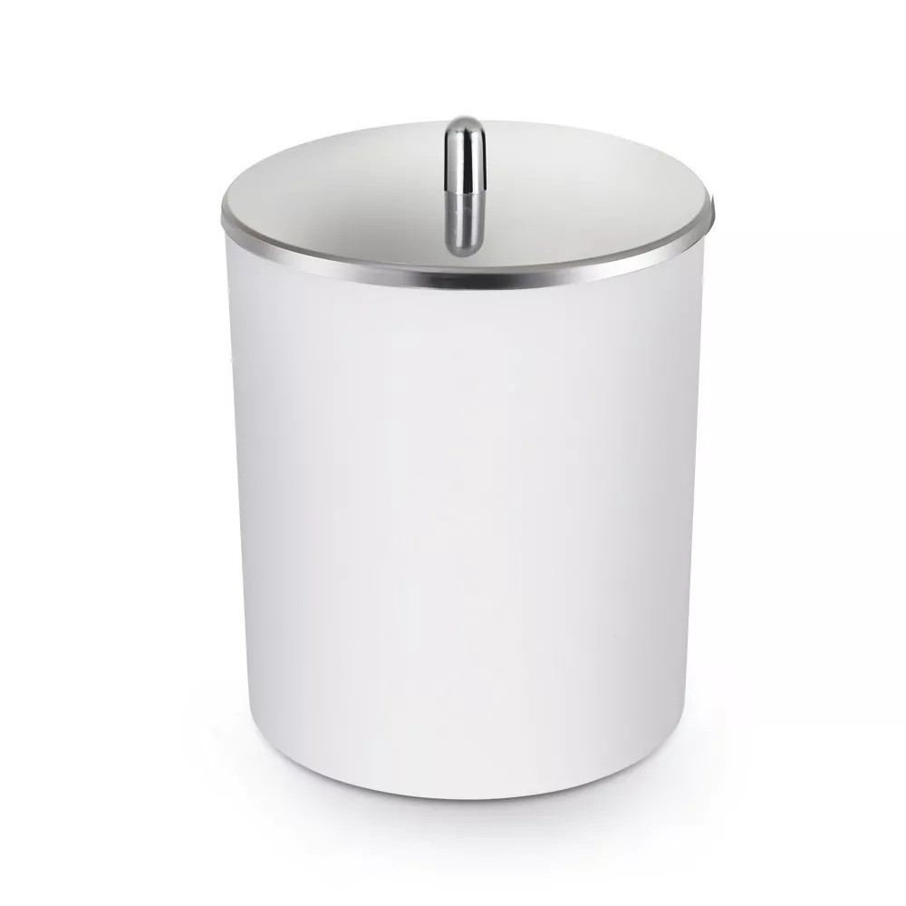 Lixeira Banheiro 5 Litros Branca Com Tampa Inox Cor Branco Arthi