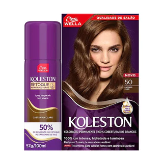 Kit Tinta De Cabelo Koleston Castanho Claro 50 + Retoque Instantâneo Spray
