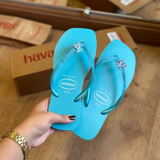 Havaianas Slim Square Glitter Neon + Pin Stitch