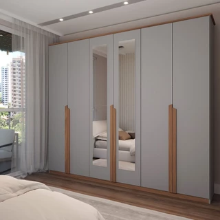 Guarda-Roupa Casal Calábria Slim 6 Portas 6 Gavetas Espelho