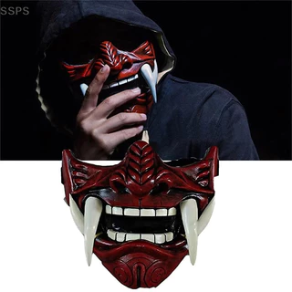[Sspsps] Máscara Demoníaca Japonesa Samurai Oni De Halloween Cosplay Horror Prajna Killer Máscaras De Festa FAH