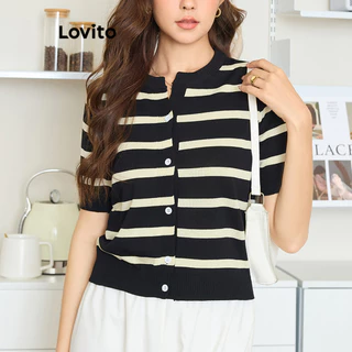 Lovito Cardigans listrados elegantes para mulheres L100MD327
