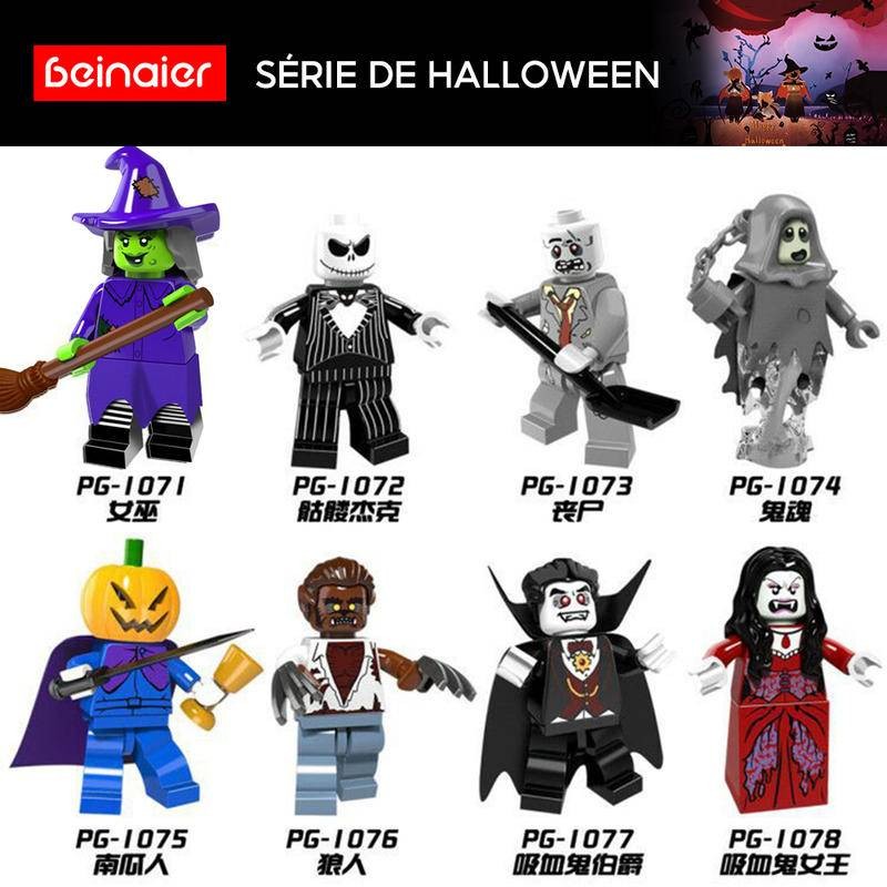 Série Halloween Homem Abóbora Vampiro Rainha Mini Figura