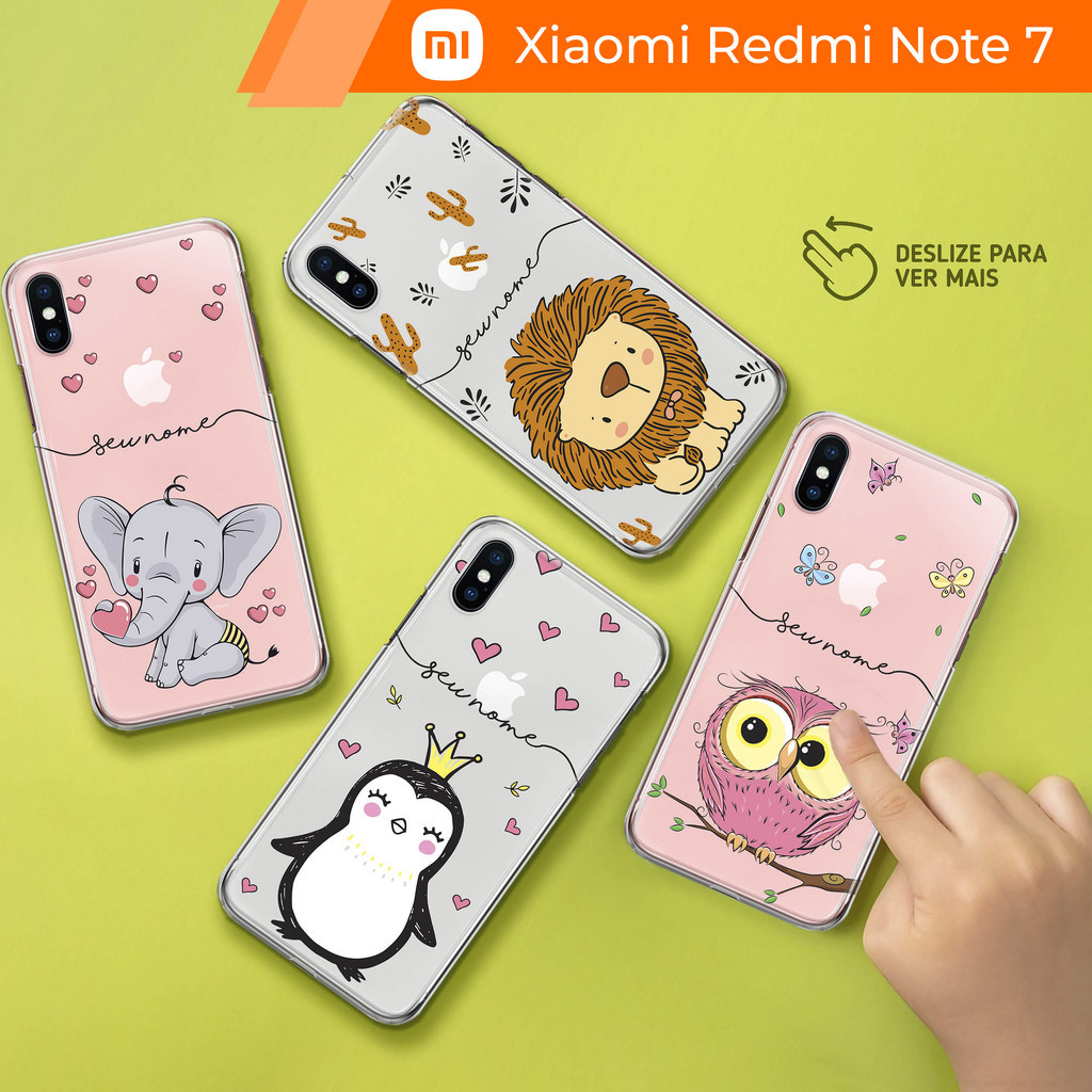 Capa Capinha - Xiaomi Redmi Note 7 - Transparente Animais Fofinhos Personalizado