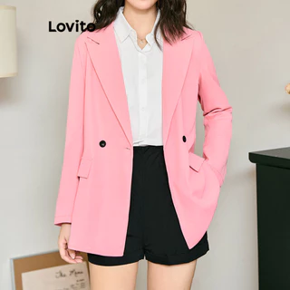 Lovito Blazer elegante de bolso falso simples para mulheres L100MD176
