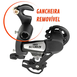 Cambio Traseiro 7v Bike Index MTB 43D Sunrun Com e Sem Gancheira Removível 7 Marchas Velocidades