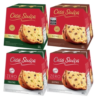 Panetone Gotas Chocolate Frutas Casa Suíça 400g Fermentação Natural Sem Açúcar Zero Tradicional