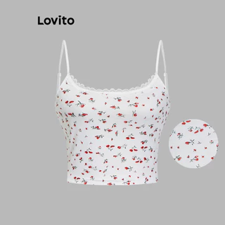Lovito Regata casual Ditsy floral de renda para mulheres L100MD053