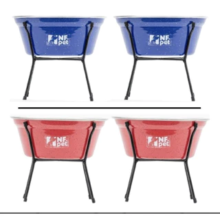 Kit Comedouro Bebedouro Cachorro 1,5L Aramado Elevado Suporte Água Ração Ergonômico NF Pet Várias Cores