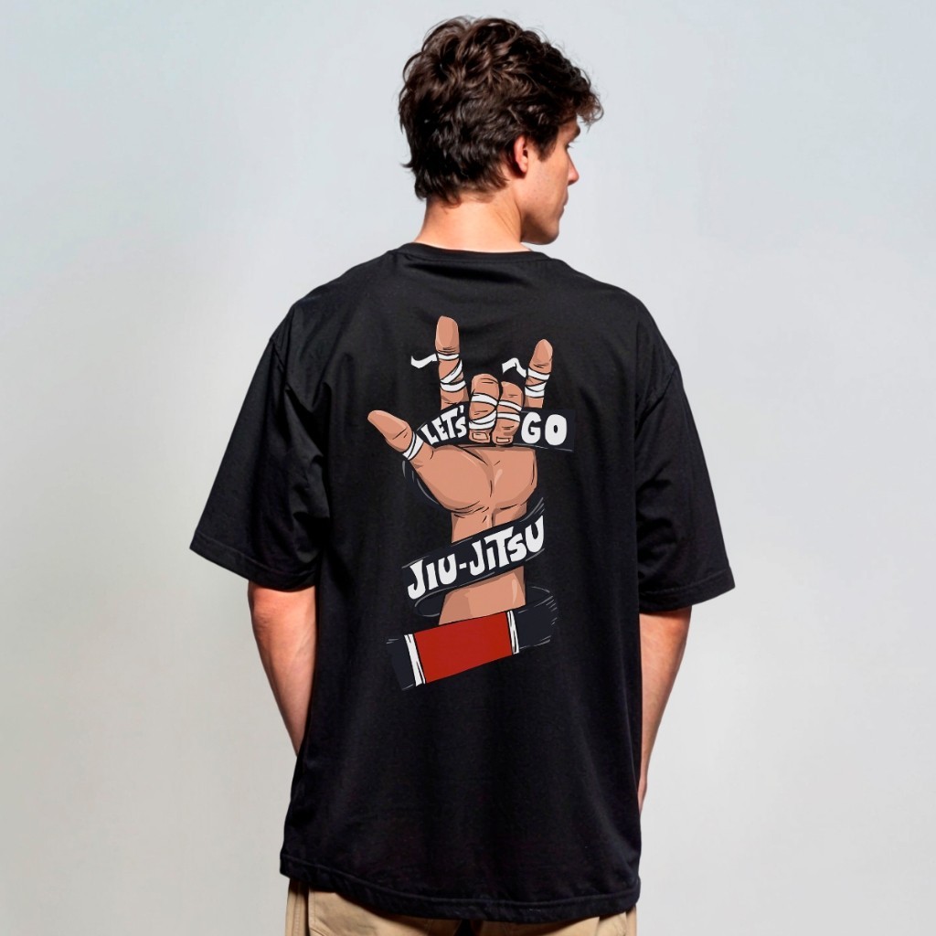 Camiseta Estilo Oversized Streetwear Luta Lets Go Jiu Jitsu Rock REF 3005 Home Custom