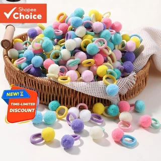 40 Pçs/Lote Menina Elástico Faixas De Cabelo Meninas Bola De Pelúcia Faixa De Borracha Para Crianças Doces Scrunchie Laç