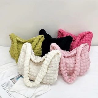 Bolsa De Nuvem Plissada Coreana Nas Axilas Ombro Sólida Fofa em Oferta na Shopee