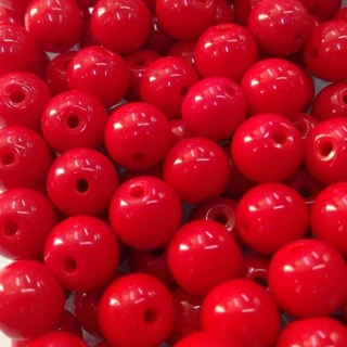 250 G - Bola De Porcelana Leitosa Lisa - Vermelho 8mm