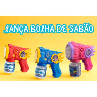 Brinquedo Maquina Automática Lança Bolha De Sabão Colorido Infantil Rosa Azul E Vermelho 50ML