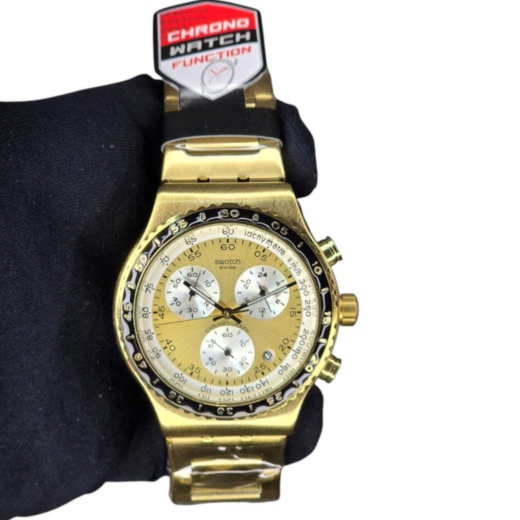 Relógio De Pulso Swatch Cara Preta Coleção De Férias Yvg418g