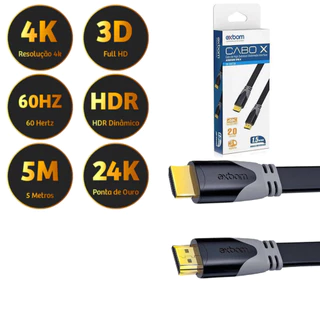Cabo Hdmi 2.0 4k 4k 3d Full Hd Blindado Tv Ponta Gold 60hz 1m 1.8m 3m 5m 10m em Oferta na Shopee