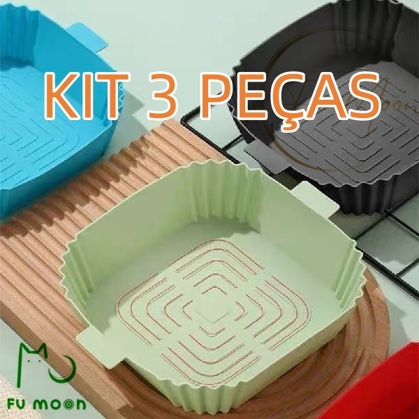 Kit De Forma De Silicone Air Fryer Antiaderente Cesto Silicone Fritadeira El Trica Quadrado