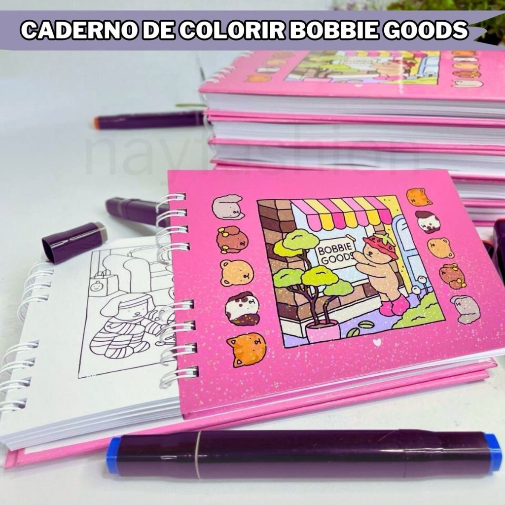 Livro de Colorir Bobbie Goods caderno de desenho pintura capa dura fofo ...