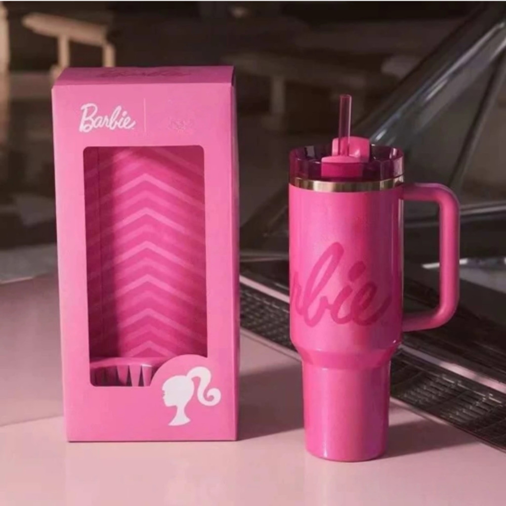 Garrafa Térmica 1200ml Barbie de água com canudo Sty Copo Grande ...